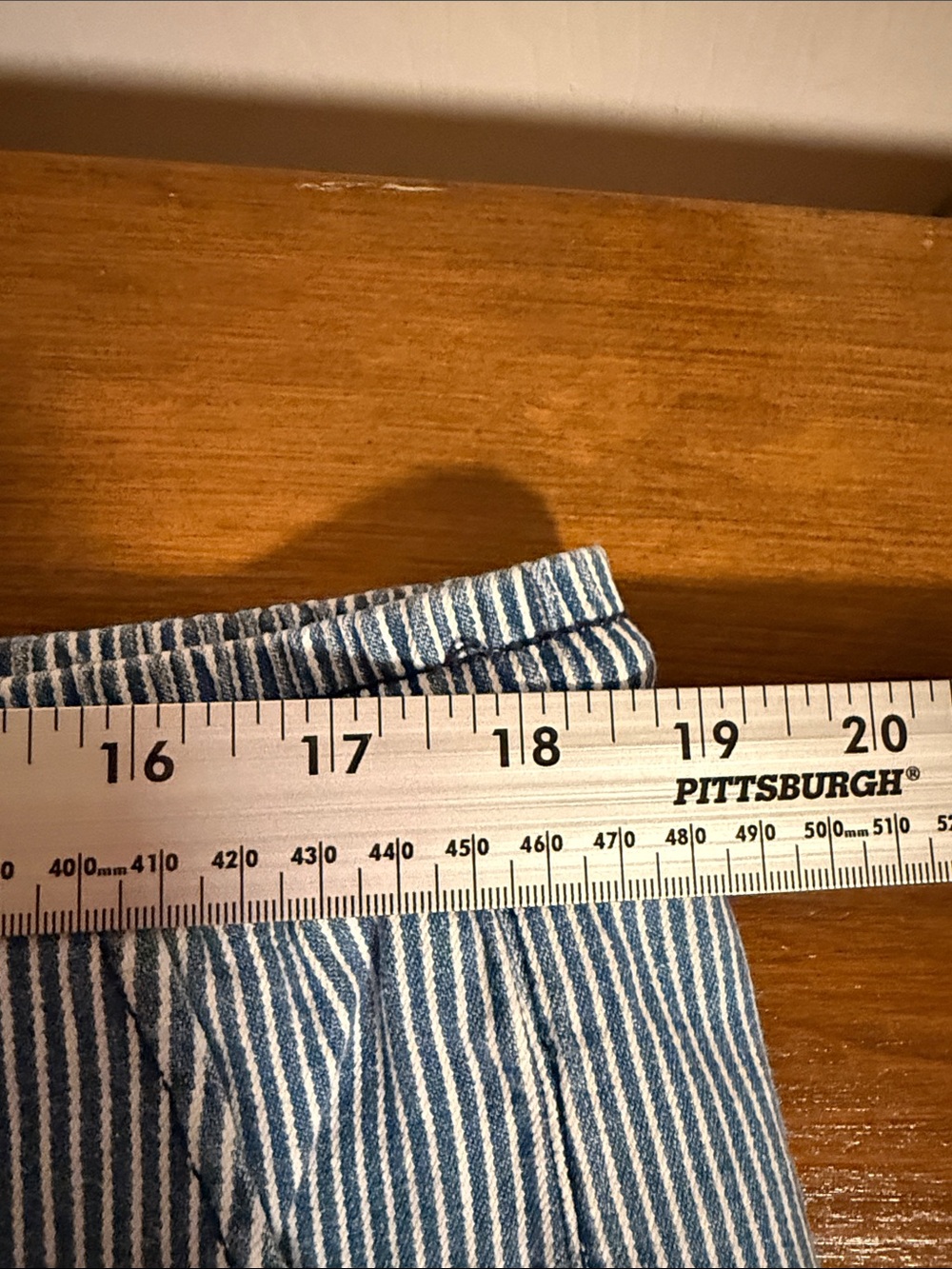 wild fable Blue and White Pinstripe Drawstring Jean Shorts with pockets - Picture 5 of 7